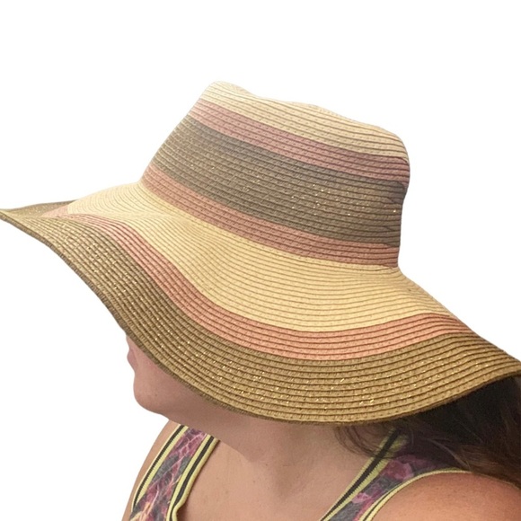 D&Y Wide Brim Sun Hat Woven 100% Paper Raffia Boho Beach Day - Picture 3 of 12